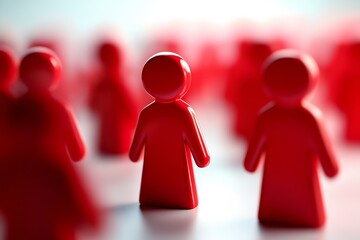Poster - Striking image of a central red figurine surrounded by other figurines emphasizing connection and community spirit : Generative AI