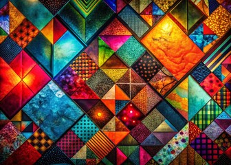 Poster - Abstract Patchwork Pop Art Low Light Photography - Vibrant Color Blocks