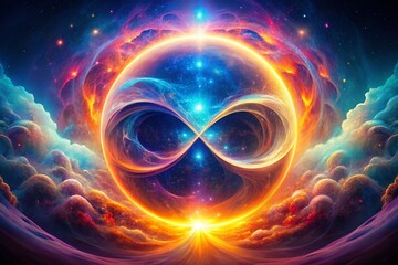 Poster - Abstract Plasma Infinity Symbol Portrait Background - Mystical Energy Concept