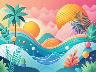 Poster - Abstract Summer Line Art: Organic Background, Surreal Photography Illustration