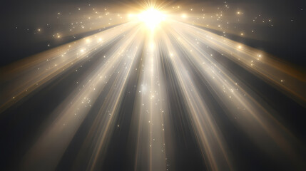 Wall Mural - rays of light emanating from top left light source isolated on transparent background. light beam ov