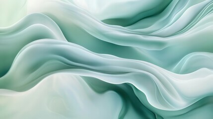Aufkleber - Calm abstract background in pastel green and blue tones with smooth flowing shapes for relaxation and tranquility Generative AI