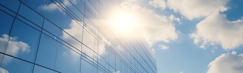 Poster - Bright sunlight shines through a network of clouds and lines, creating a dynamic and expansive atmosphere.
