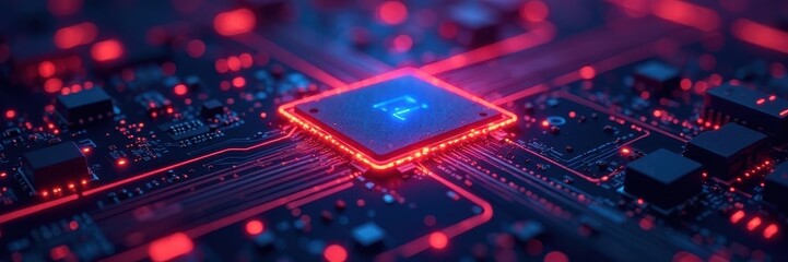 Abstract glowing circuit board, futuristic tech , blue, science