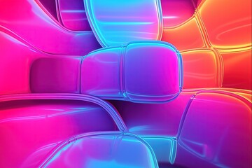 Poster - Bright pink and blue abstract shapes intertwine, showcasing smooth surfaces that reflect light. The fusion creates a dynamic visual experience filled with energy and movement