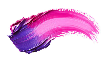 thick pink and purple acrylic oil paint brush stroke on transparent png background isolated