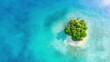 © ms25designs - Aerial view of a small tropical island with lush green vegetation and a pristine white sand beach surrounded by turquoise water.