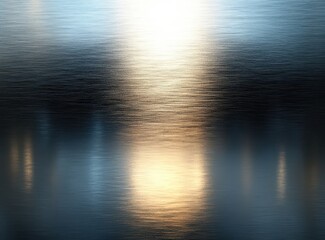 Poster - Reflections of Light on Metallic Surface Creating Abstract Patterns and Textures in Shades of Blue and Gold in a Dynamic Visual Composition