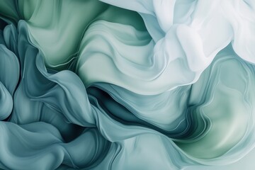 Leinwandbilder - Calm abstract background showcasing smooth flowing shapes in pastel green and blue tones during tranquil moments Generative AI