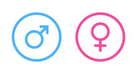 Poster - Male and female gender icon on circle line. Man and women sexual sign symbol