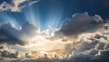 Wall Mural - softly lit overcast sky with gentle hues of light breaking through clouds
