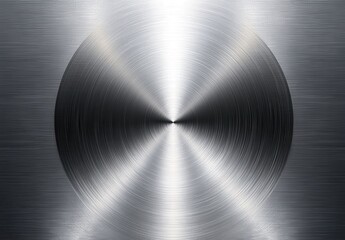 Poster - Shiny Round Metal Surface with Circular Brushed Texture and Reflective Finish Ideal for Backgrounds and Graphic Design Projects
