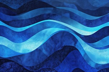 Poster - vibrant abstract blue gradient wave background with grainy texture and rich colors