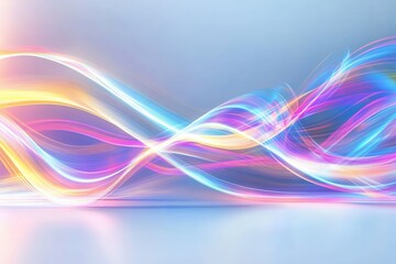 Fototapete - Glowing neon lines create a futuristic digital landscape with elegant light trails on a bright background Generative AI