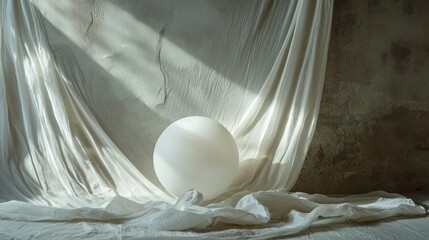 soft drapery with glowing white sphere