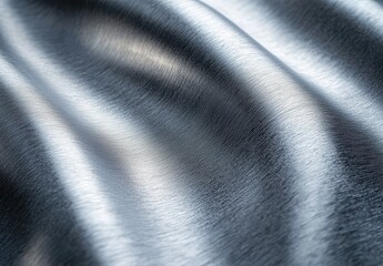 Poster - Smooth Metallic Surface with Soft Reflections and Gentle Waves in Shiny Silver Texture for Industry and Design Applications