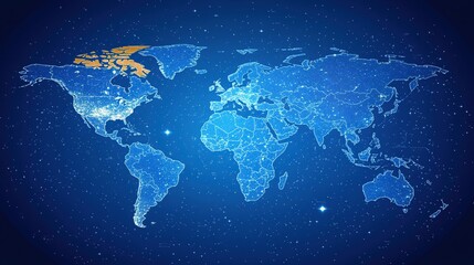 Poster - Global Network Map with Night Sky Background