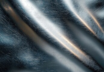 Poster - Smooth metallic texture with soft folds reflecting light in shades of silver and gray, perfect for backgrounds and artistic designs.