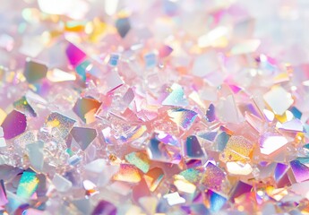 Poster - Sparkling Iridescent Glittering Crystal Shards for Creative Art Projects, Crafts, Decorations, or Party Supplies in Soft Pastel Colors and Shimmering Finish