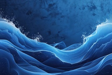 Poster - blue gradient background with grainy texture and smooth wave effects for design projects