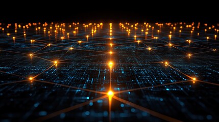 Poster - Futuristic network grid lights illuminating technology background