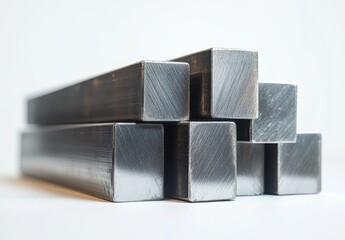 Poster - Stacked Rectangular Metal Bars with Smooth Surface for Industrial and Craft Use in Workshop or Manufacturing Setting