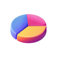 Poster - Colorful pie chart representing data distribution in three segments, showcasing vibrant blue, pink, and yellow colors. Ideal for presentations and data visualization