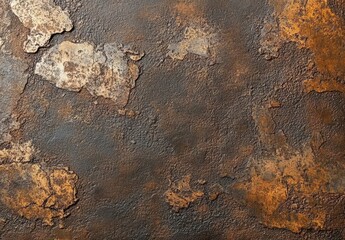 Poster - Textured backdrop featuring rust, peeling paint, and weathered surface with earth tones and intricate patterns for artistic and design purposes