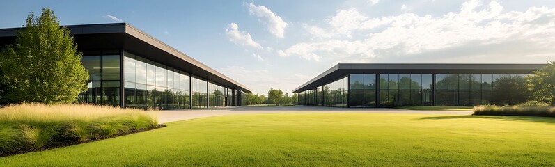 Fototapete - corporate headquarters image featuring bold architecture and an isolated setting.