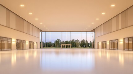Fototapete - Large commercial building featuring symmetrical architecture in a high-quality image.