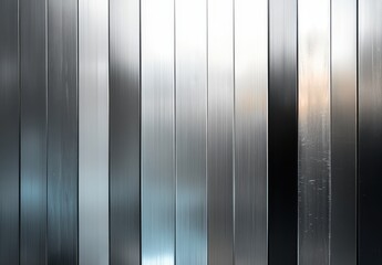 Poster - Textured Metallic Surface with Vertical Lines and Gleaming Reflections in Soft Natural Light