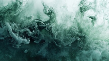 Poster - mystical green smoke forming delicate flame shapes, delivering a magical and enchanting visual representation