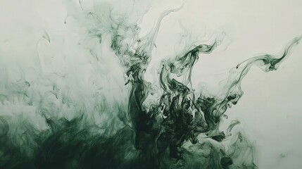 Poster - mystical green smoke forming delicate flame shapes, delivering a magical and enchanting visual representation