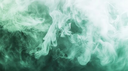 Poster - mystical green smoke forming delicate flame shapes, delivering a magical and enchanting visual representation