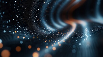 Poster - Abstract swirling digital particles in dark space
