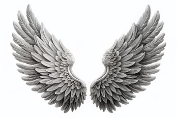 Poster - Black and White PNG Wings Symbol - Right-Aligned with Copy Space for Design Projects