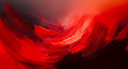 Aufkleber - abstract painting features a dynamic swirl of vibrant red and dark shades. bold brushstrokes create 