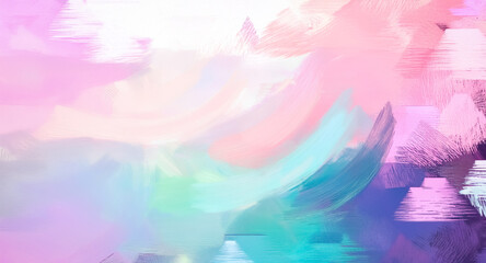 Canvas Print - soft brushstrokes create an abstract image with pastel colors. pink, blue, purple, and white blend f