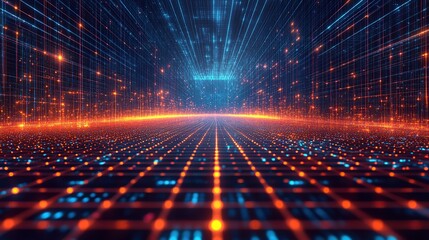Poster - Futuristic digital pathway, glowing lines, data network, abstract background