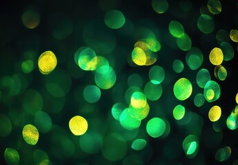 Poster - Vibrant Bokeh Lights in Green and Yellow Creating a Dreamy Atmosphere for Background Use in Various Creative Projects and Designs