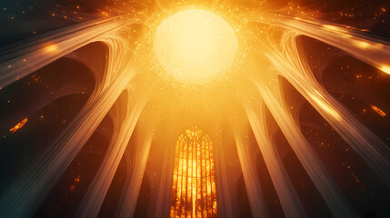Wall Mural - divine feminine archetype radiating sacred geometry cosmic background ethereal glow spiritual symbol