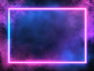 Poster - Vibrant Neon Frame and Colorful Background with Smoky Texture for Creative Designs and Artistic Projects