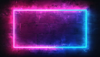 Poster - vibrant neon frame on dark textured background for creative design and artistic projects in futurist