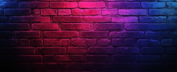 Poster - Vibrant Neon Lights on a Textured Brick Wall Background for Creative and Modern Designs and Artistic Presentations