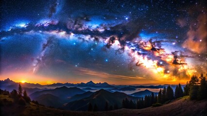 Wall Mural - Breathtaking Milky Way Galaxy Night Sky with Bokeh Effect - Stunning Astrophotography