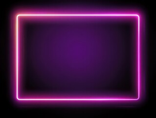 Poster - Vibrant Neon Rectangle Frame with Glowing Edges Set Against a Dark Background for Creative Design and Artistic Projects