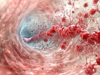 Poster - Whimsical red and white swirl pattern creating a dynamic visual effect full of energy and life