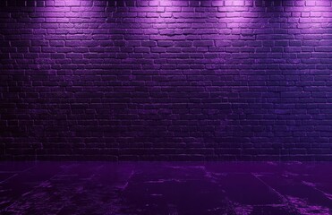 Poster - Vibrant Purple Brick Wall with Illuminated Lighting for Creative Backgrounds and Artistic Projects
