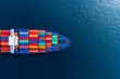 © Downloads - Expansive Aerial Perspective of a Streamlined Container Cargo Ship Plying the Open Seas