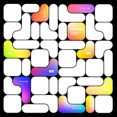 Aufkleber - Abstract Pattern with Geometric Shapes. Bento Grid Background with Gradient. Y2K Modern Layout for UI Design. Liquid Futuristic Blob Figures